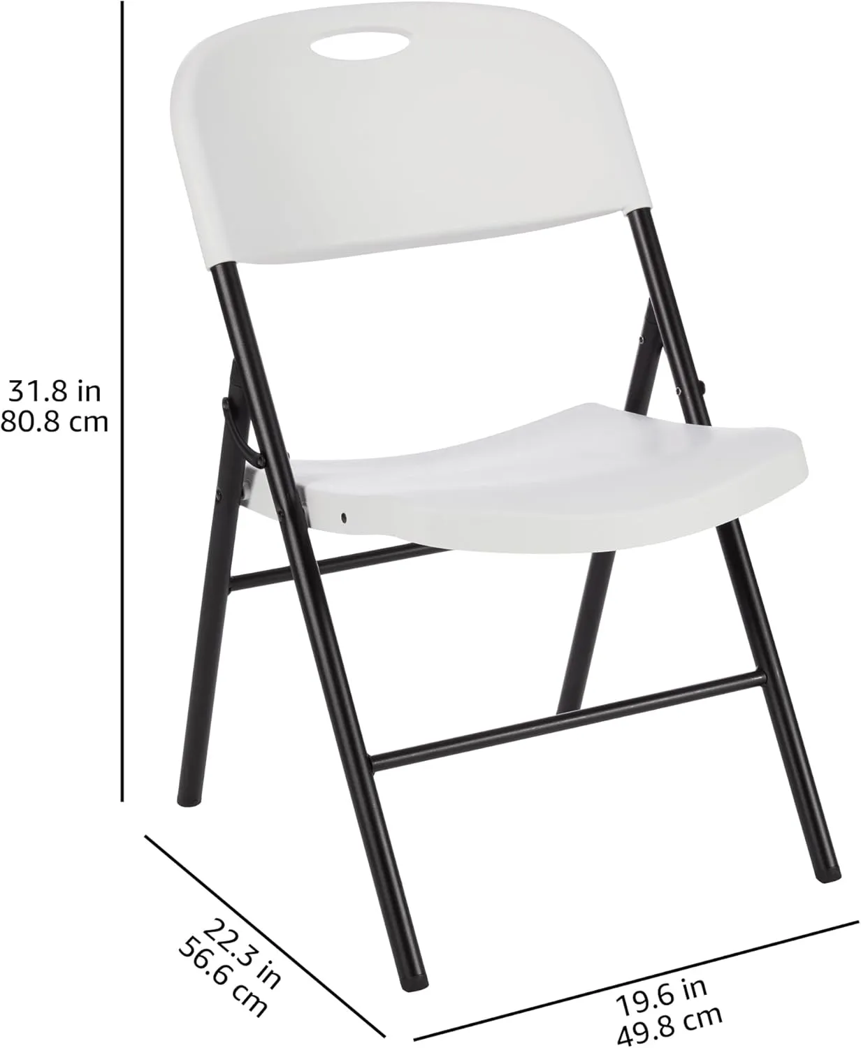 Amazon Basics Foldable Portable Plastic Chair, 350-Pound Capacity, White, 2-Pack