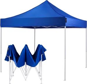 AMERICAN PHOENIX 10x10 Pop Up Canopy Tent Portable Instant Commercial Outdoor Beach Heavy Duty Market Shelter (10x10FT (White Frame), Blue)