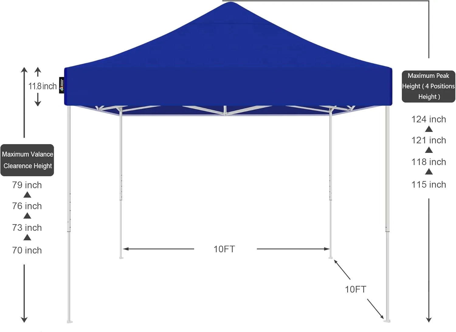AMERICAN PHOENIX 10x10 Pop Up Canopy Tent Portable Instant Commercial Outdoor Beach Heavy Duty Market Shelter (10x10FT (White Frame), Blue)