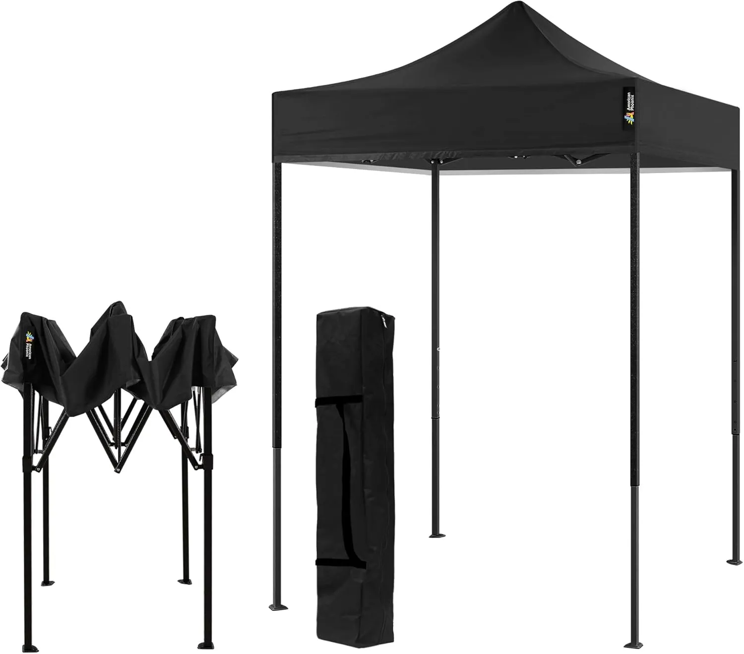 AMERICAN PHOENIX Canopy Tent 5x5 Pop Up Portable Tent Commercial Outdoor Beach Instant Sun Shelter (Black)