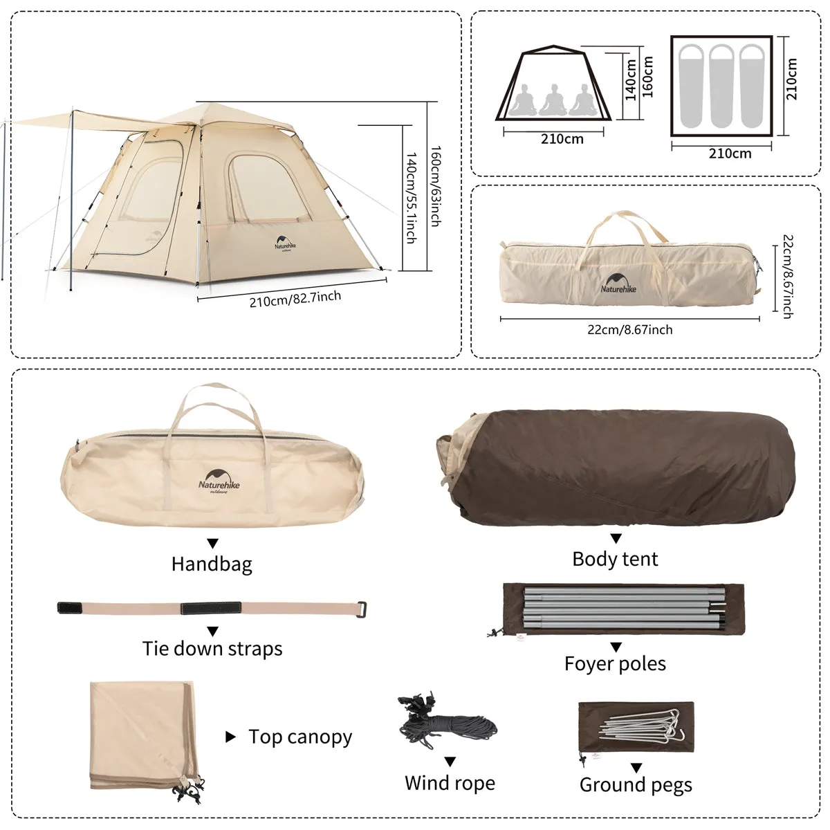 Ango 3 Automatic family camping Tent
