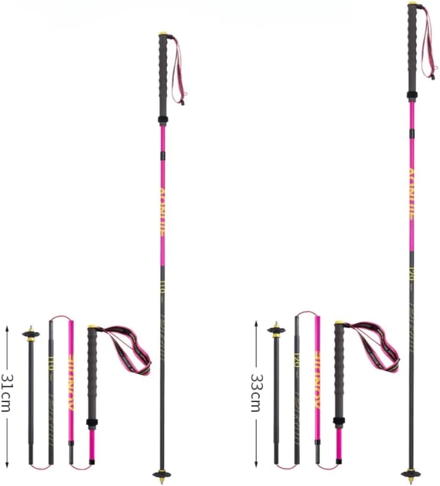 AONIJIE 2Pcs Lightweight Carbon Fiber Trekking Poles - Folding Hiking Sticks with EVA Grip Polyester Wrist Strap Nylon Tip