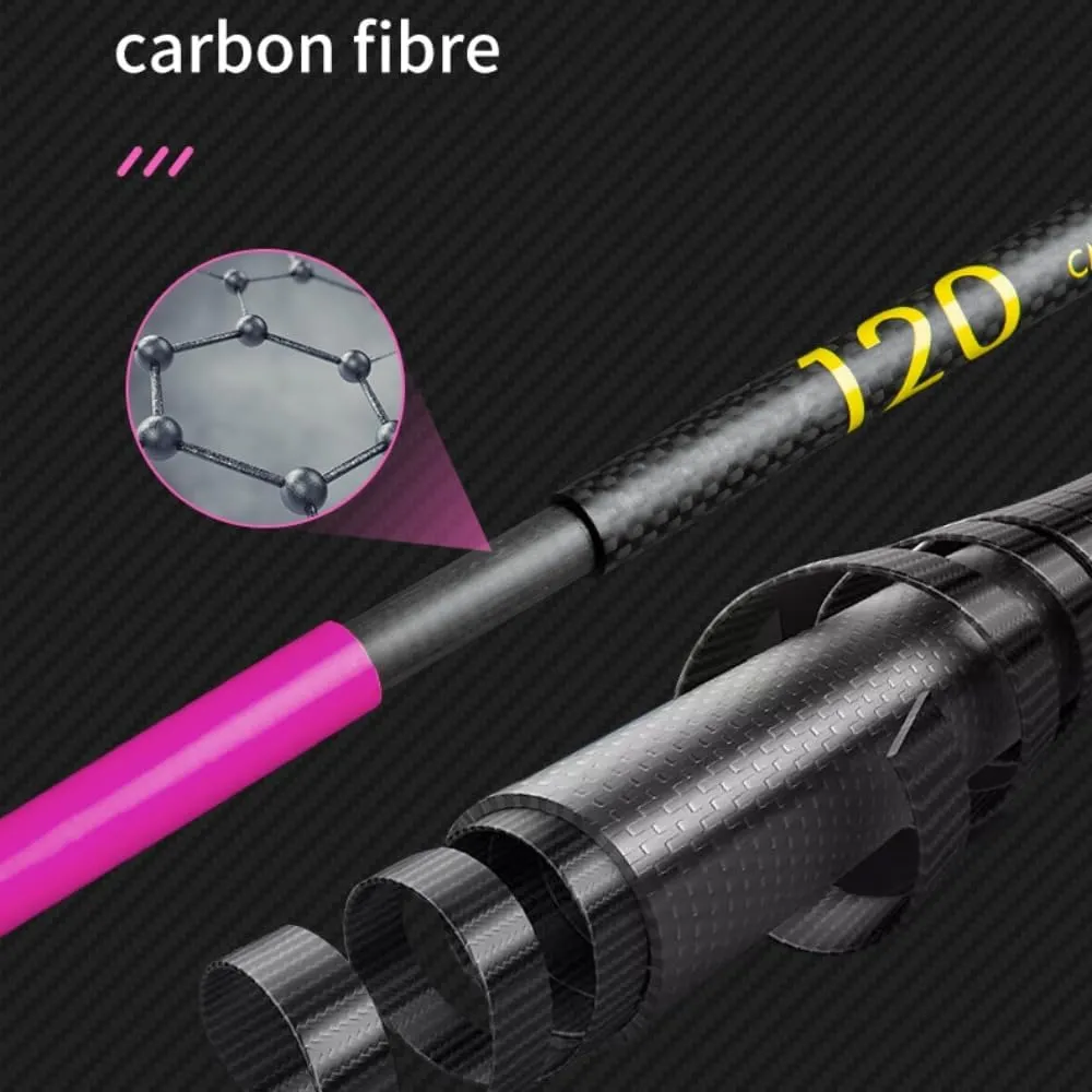 AONIJIE 2Pcs Lightweight Carbon Fiber Trekking Poles - Folding Hiking Sticks with EVA Grip Polyester Wrist Strap Nylon Tip