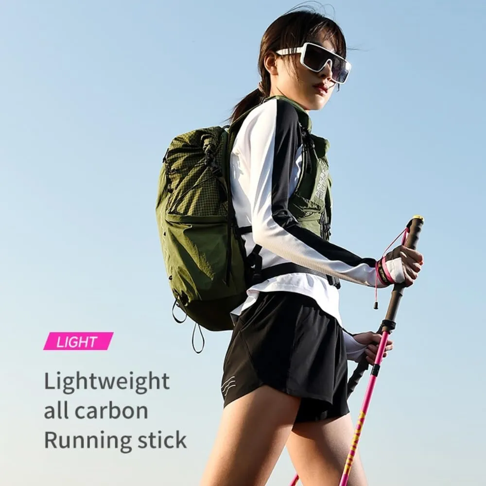 AONIJIE 2Pcs Lightweight Carbon Fiber Trekking Poles - Folding Hiking Sticks with EVA Grip Polyester Wrist Strap Nylon Tip