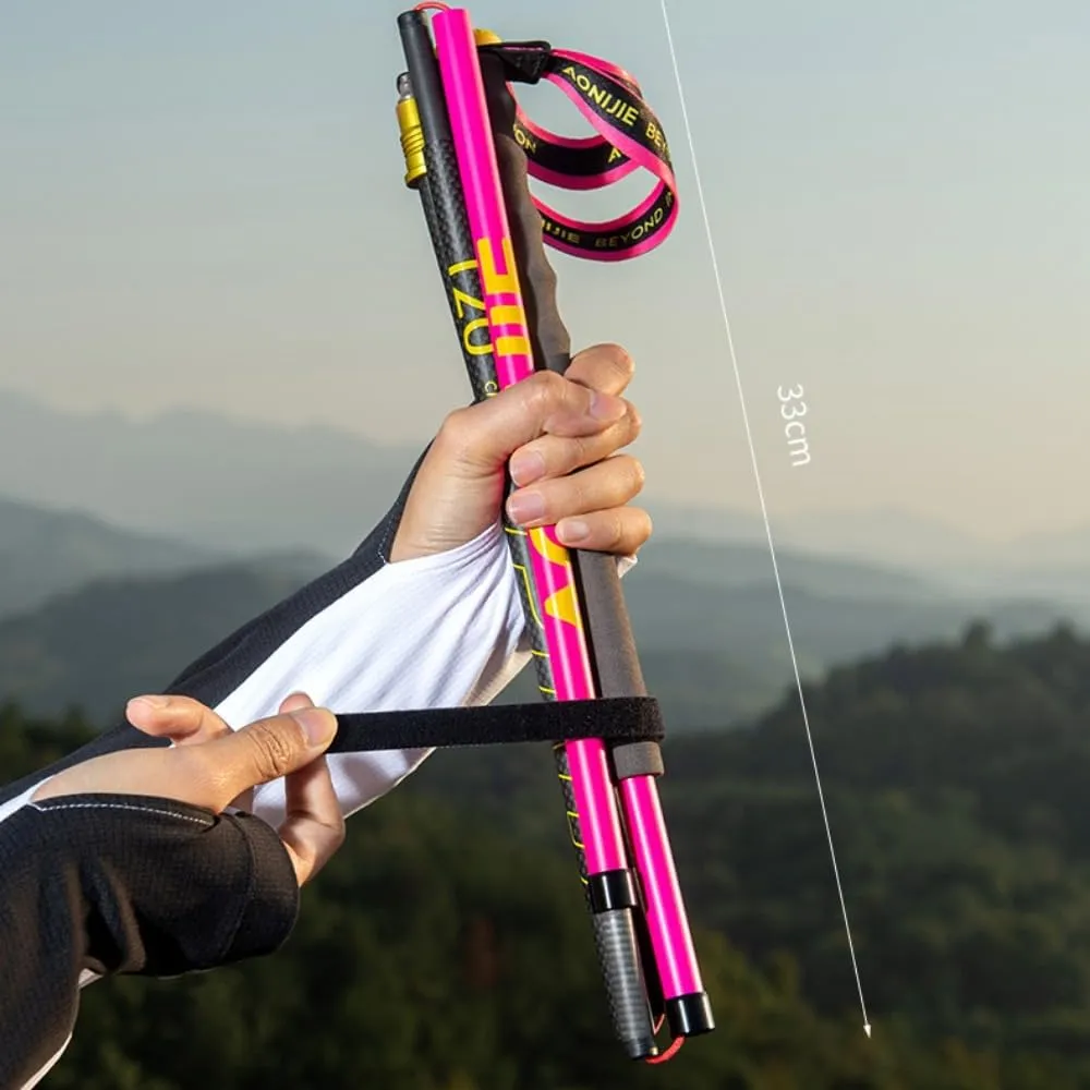 AONIJIE 2Pcs Lightweight Carbon Fiber Trekking Poles - Folding Hiking Sticks with EVA Grip Polyester Wrist Strap Nylon Tip