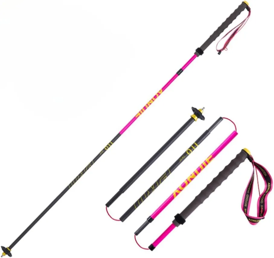 AONIJIE 2Pcs Lightweight Carbon Fiber Trekking Poles - Folding Hiking Sticks with EVA Grip Polyester Wrist Strap Nylon Tip