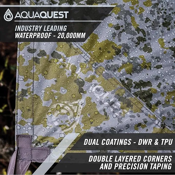 AquaQuest Defender Camping Tarp - Heavy Duty Tent Shelter or Rain Fly - Waterproof Camping Essentials for Hiking, Bushcraft & Hammock, 15 x 15 ft, Boulder Camo