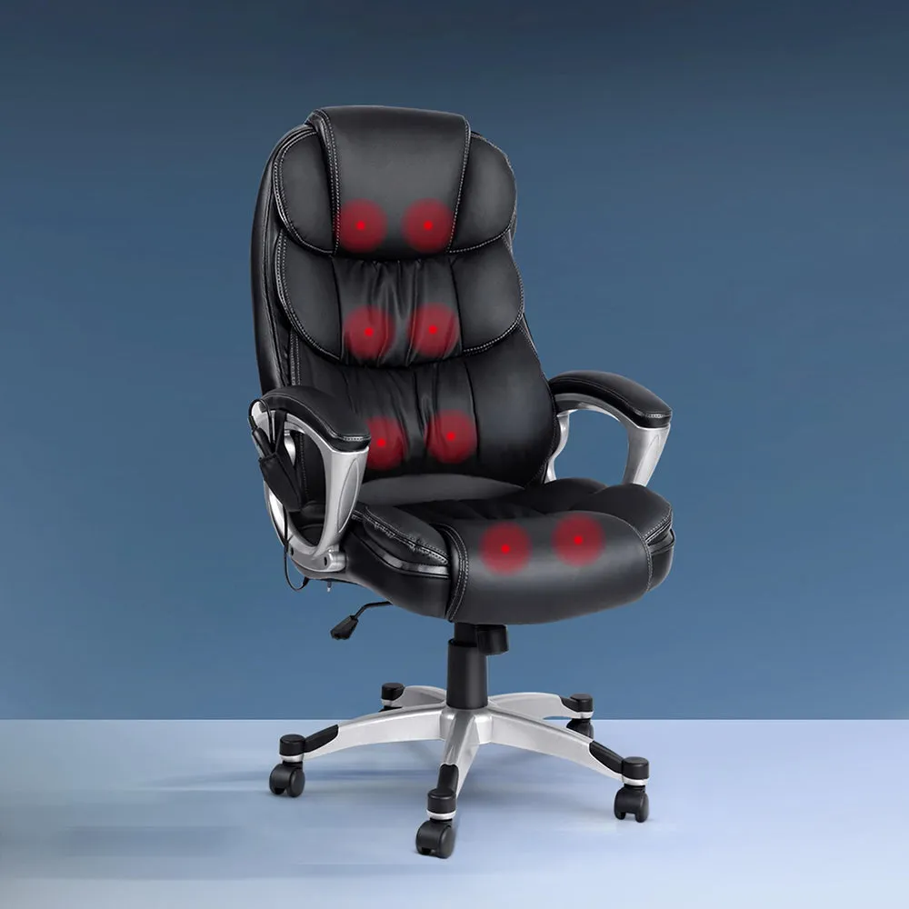 Artiss 8 Point PU Leather Reclining Massage Chair - Black