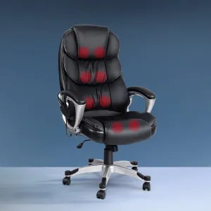 Artiss 8 Point PU Leather Reclining Massage Chair - Black