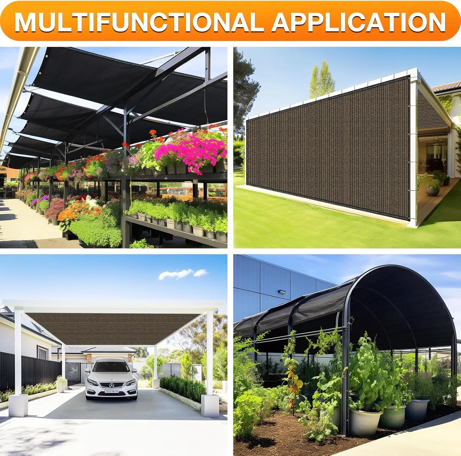 Artpuch 90% Sunblock 10X10 FT Shade Cloth Outdoor Pergola Shade Cover Fabric UV Resistant Mesh Durable Shade Tarp with Grommets for Greenhouse,Patio, Carport,Mocha