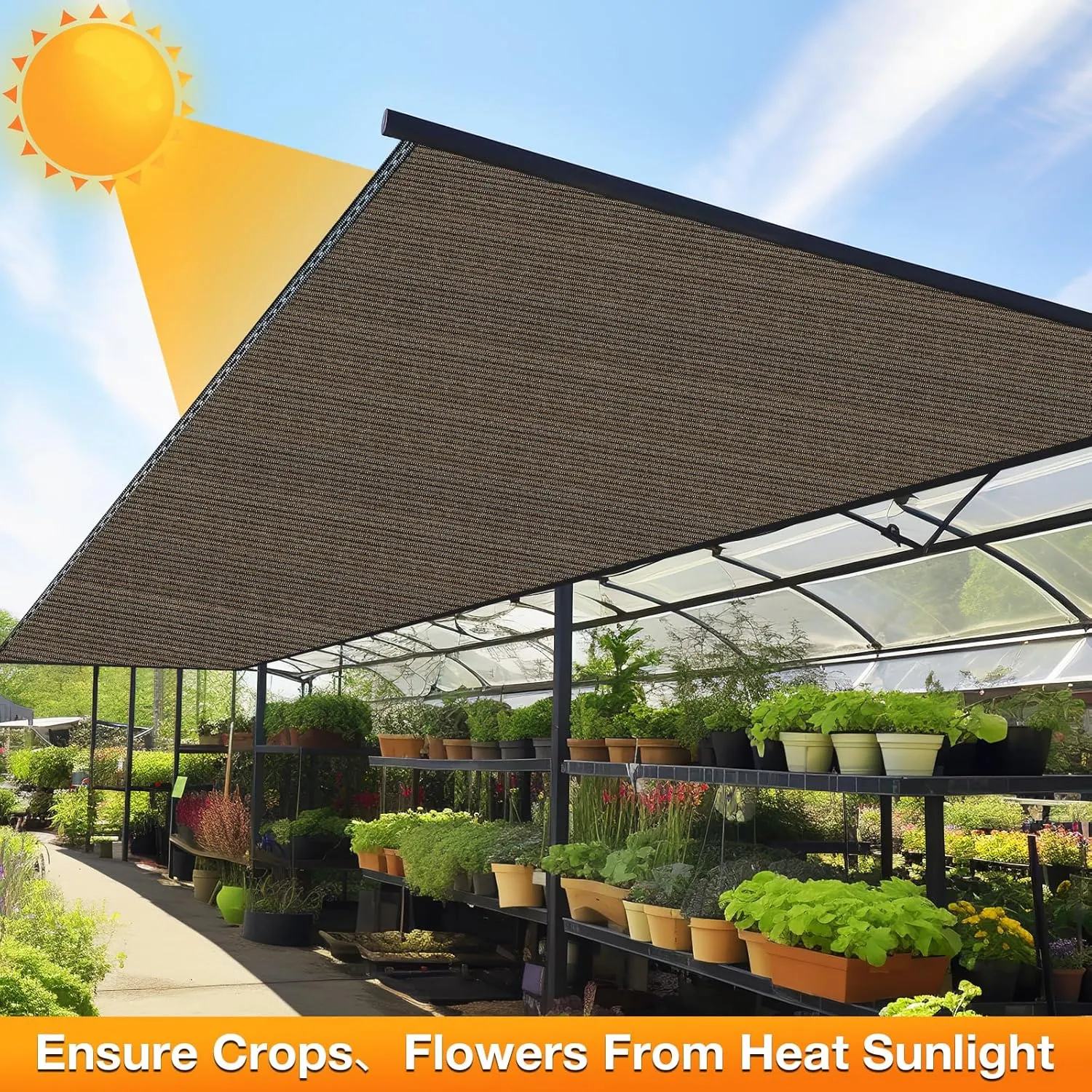 Artpuch 90% Sunblock 10X10 FT Shade Cloth Outdoor Pergola Shade Cover Fabric UV Resistant Mesh Durable Shade Tarp with Grommets for Greenhouse,Patio, Carport,Mocha