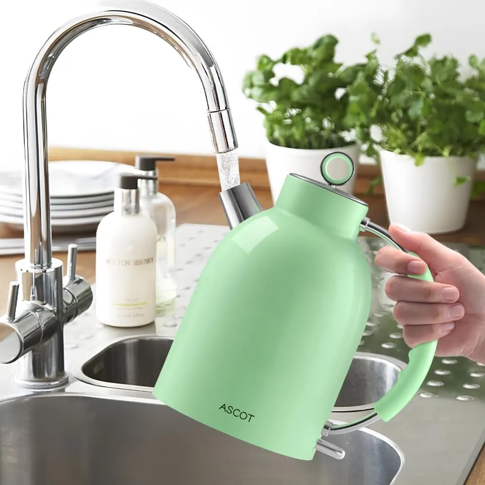 ASCOT Electric Kettle, Stainless Steel Electric Tea Kettle Gifts for Men/Women/Family 1.5L 1500W Retro Tea Heater & Hot Water Boiler, Auto Shut-Off and Boil-Dry Protection (Green)