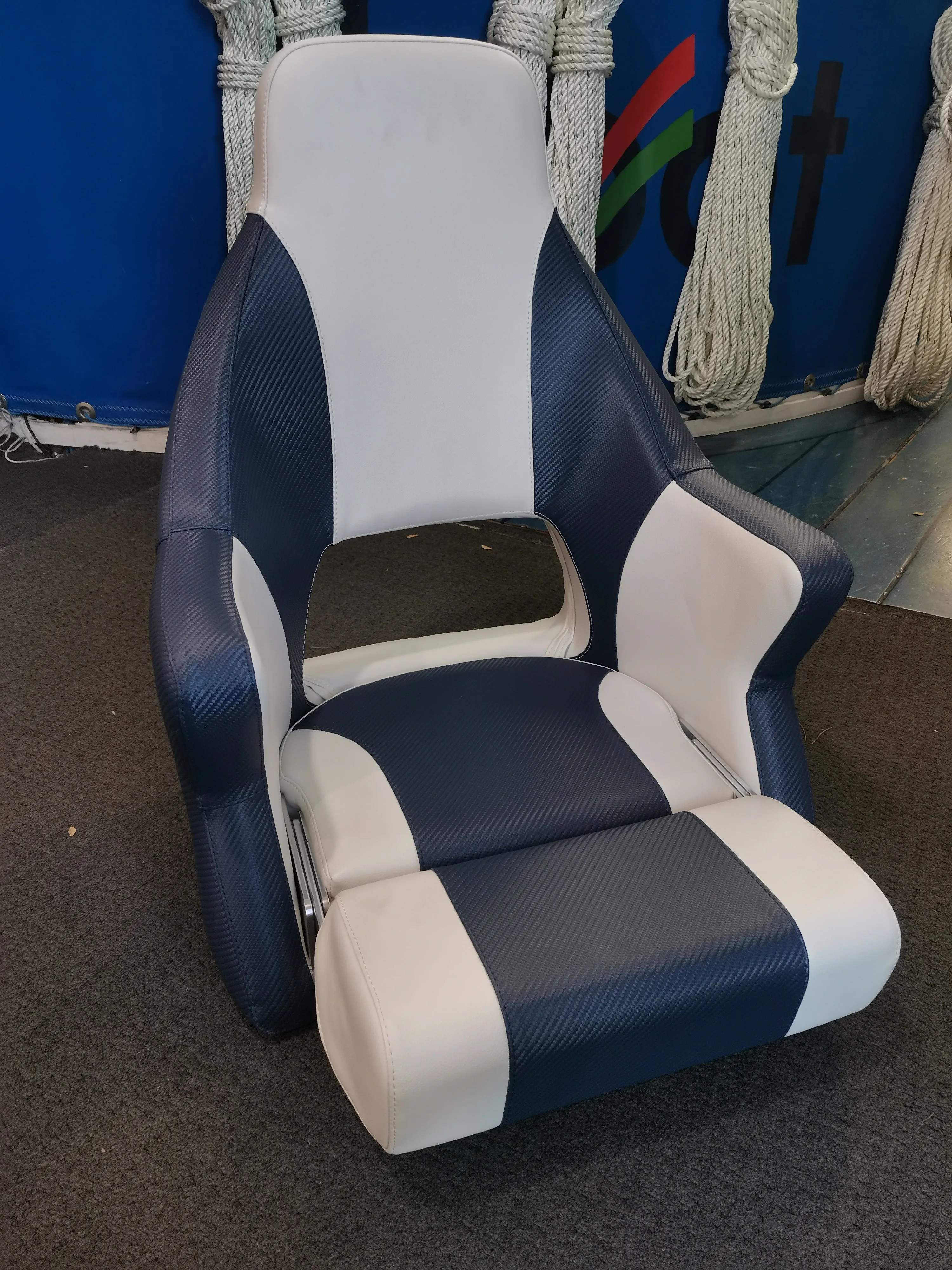Axis High Back Flip Up Seat Blue/White