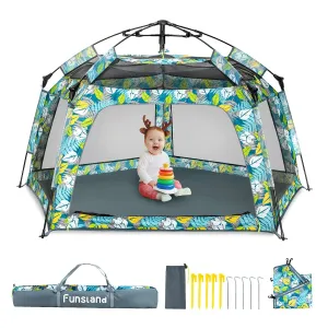 Baby Playpen Pop-up Tent - Outdoor & Indoor Play Tent for Beach with Canopy Travel Bag Portable Play Yard for Babies & Toddlers (Forest)