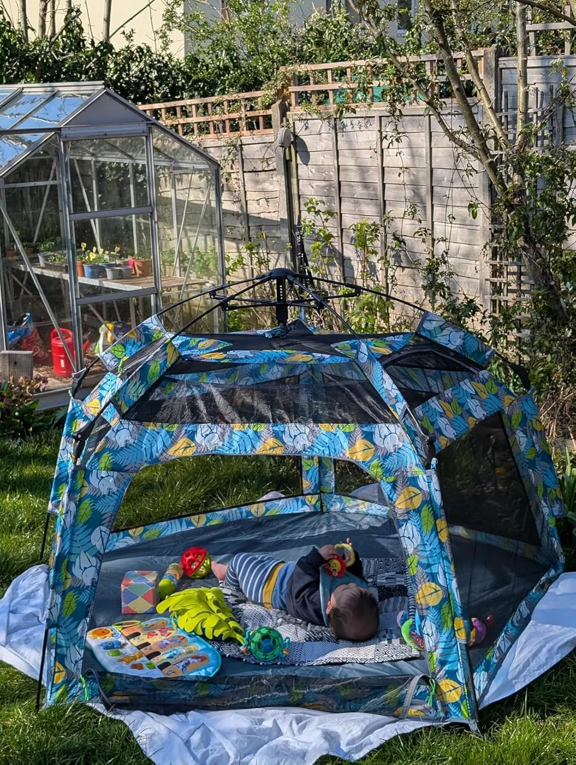 Baby Playpen Pop-up Tent - Outdoor & Indoor Play Tent for Beach with Canopy Travel Bag Portable Play Yard for Babies & Toddlers (Forest)