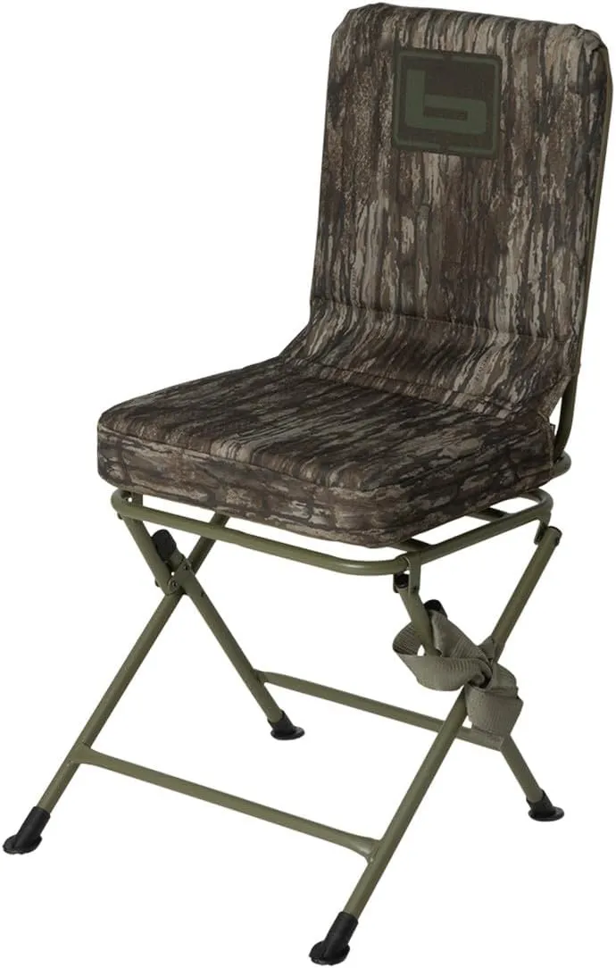 Banded Swivel Blind Chair – 360° Silent Rotation, Adjustable Legs, Padded Seat for Hunting (Realtree Legacy, Tall)