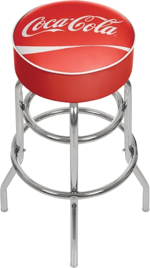 Bar Stool - Coca-Cola Logo Stool with Foam Padded Seat - Swivel Chair for Game Room, Garage, or Home Bar by Trademark Gameroom