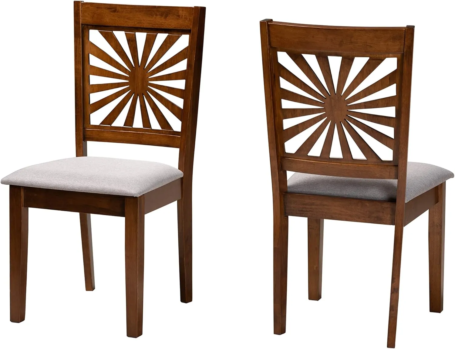 Baxton Studio Olympia Dining Chairs, Set of 2, Grey/Walnut Brown