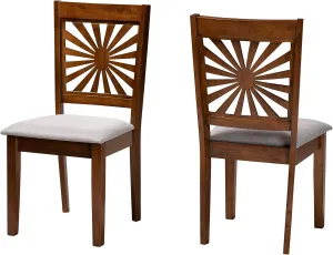 Baxton Studio Olympia Dining Chairs, Set of 2, Grey/Walnut Brown