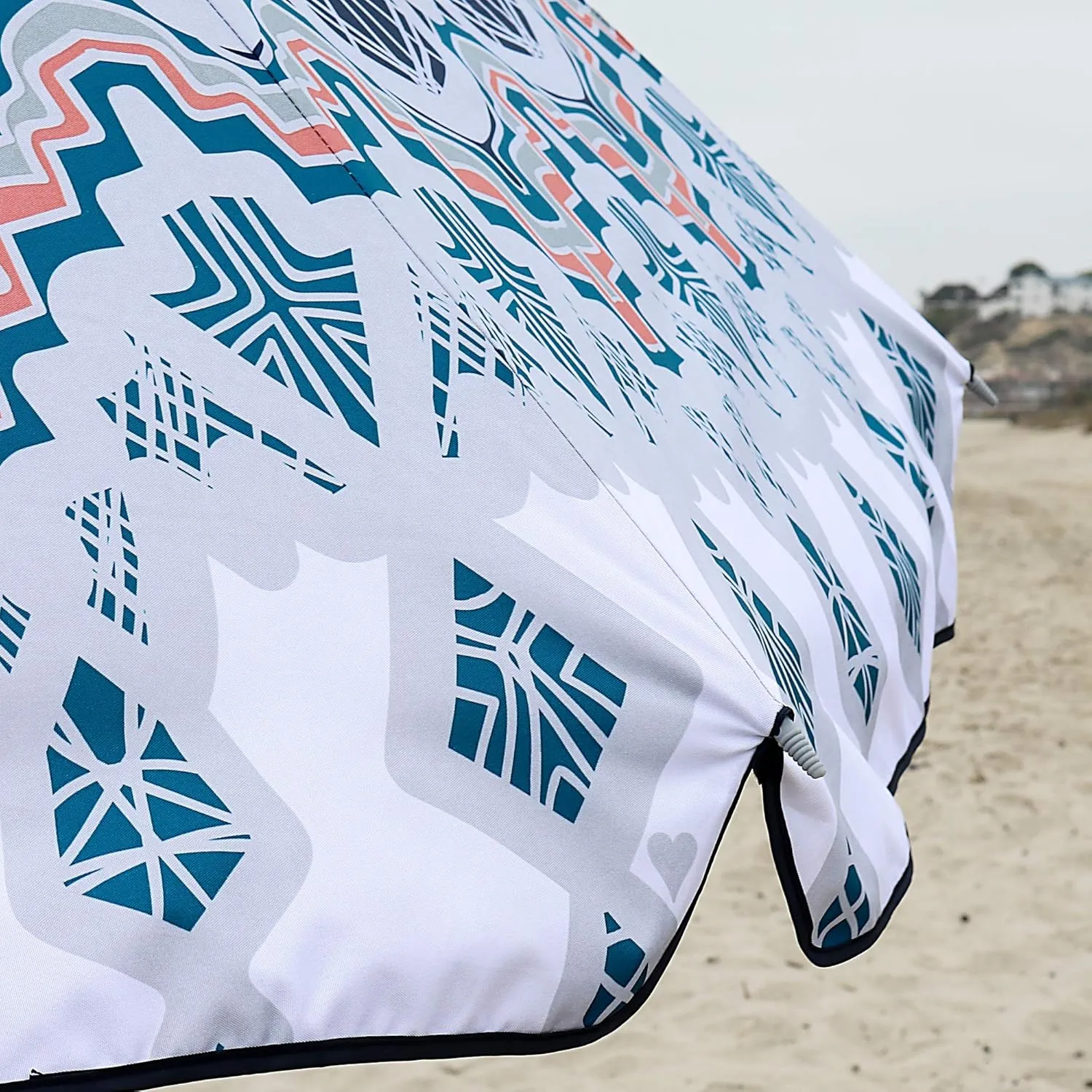 Beach and Grass Umbrella with Matching Travel Carrying Bag - Large 7 Feet 5 Inches Tilting Telescopic Aluminum Pole - Twist Sand/Grass Anchor - Wind Air Vent - Fiberglass Ribs (Paisley Wanderlust)