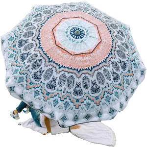 Beach and Grass Umbrella with Matching Travel Carrying Bag - Large 7 Feet 5 Inches Tilting Telescopic Aluminum Pole - Twist Sand/Grass Anchor - Wind Air Vent - Fiberglass Ribs (Paisley Wanderlust)