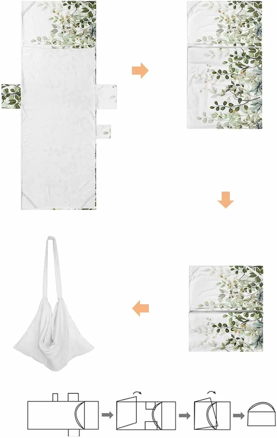 Beach Pool Patio Lounge Chaise Chair Cover Towel with Pockets,Sage Green Leaves Absorbent & Quick Dry Microfiber Towel Cover Bag Summer Travel Accessories Spring Eucalyptus Gold Watercolor