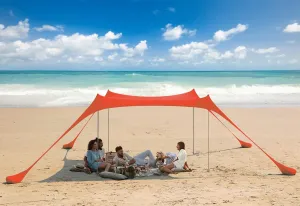 Beach Tent - Beach Sunshade with UPF50  - 4 Poles Beach Shade Canopy - Instant Pop Up Beach Tent Sun Shelter for 4-8 People - Ideal Sun Tarp for Outdoors, Sand, Grass, Festivals & Events