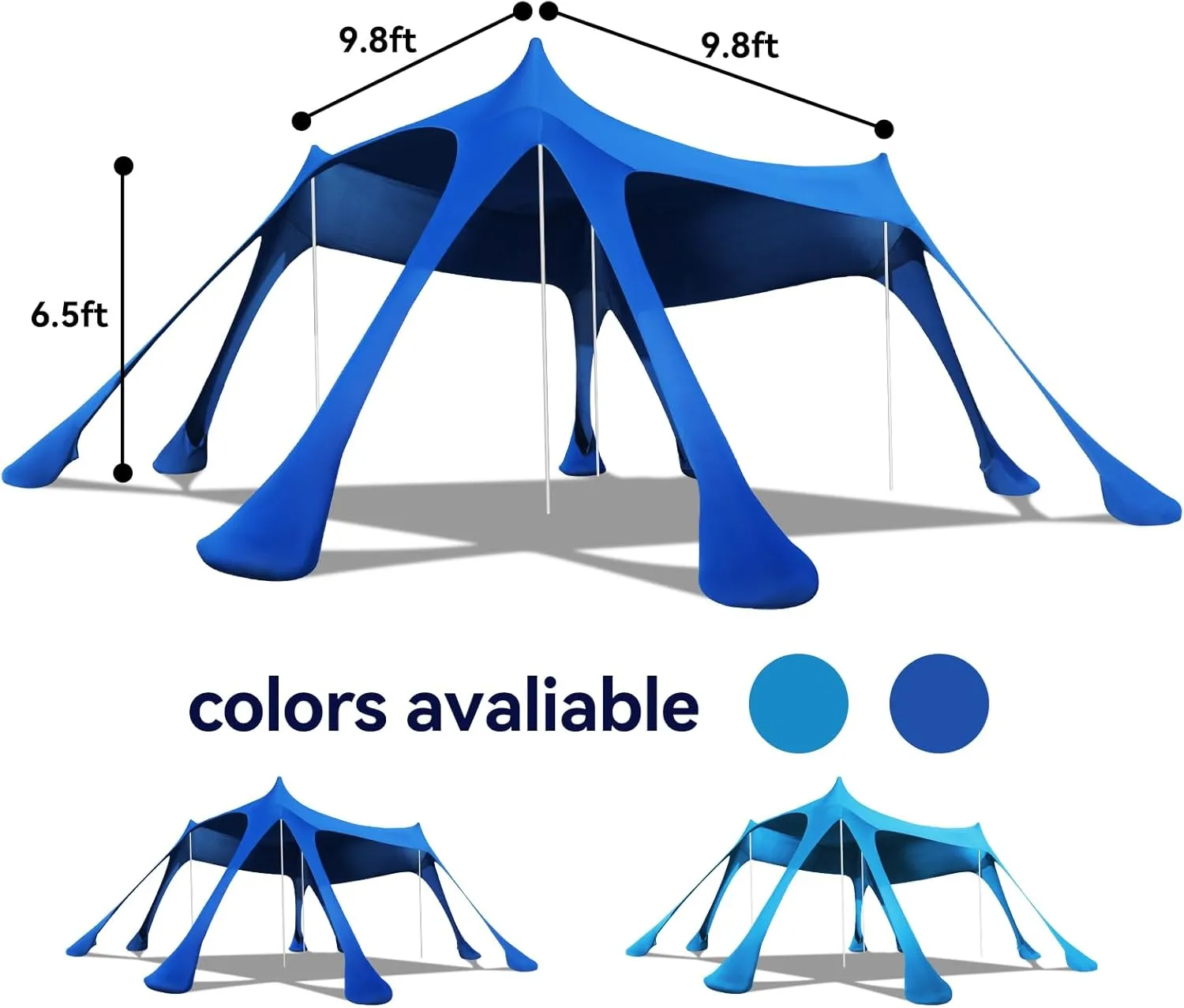 Beach Tent Sun Shelter,10 x 10FT Sun Shade with 8 Sandbags & 4 Poles, UPF50  Beach Tent Canopy with Carrying Bag for Camping Trips, Fishing, Backyard Fun or Picnics Light Blue
