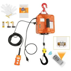 BEAMNOVA 3 in 1 Portable Electric Hoist 110V Wireless Remote Control with Battery Included 110V Winch Crane Machine Hook Pulley System 500kg 1102lbs Capacity with Gloves
