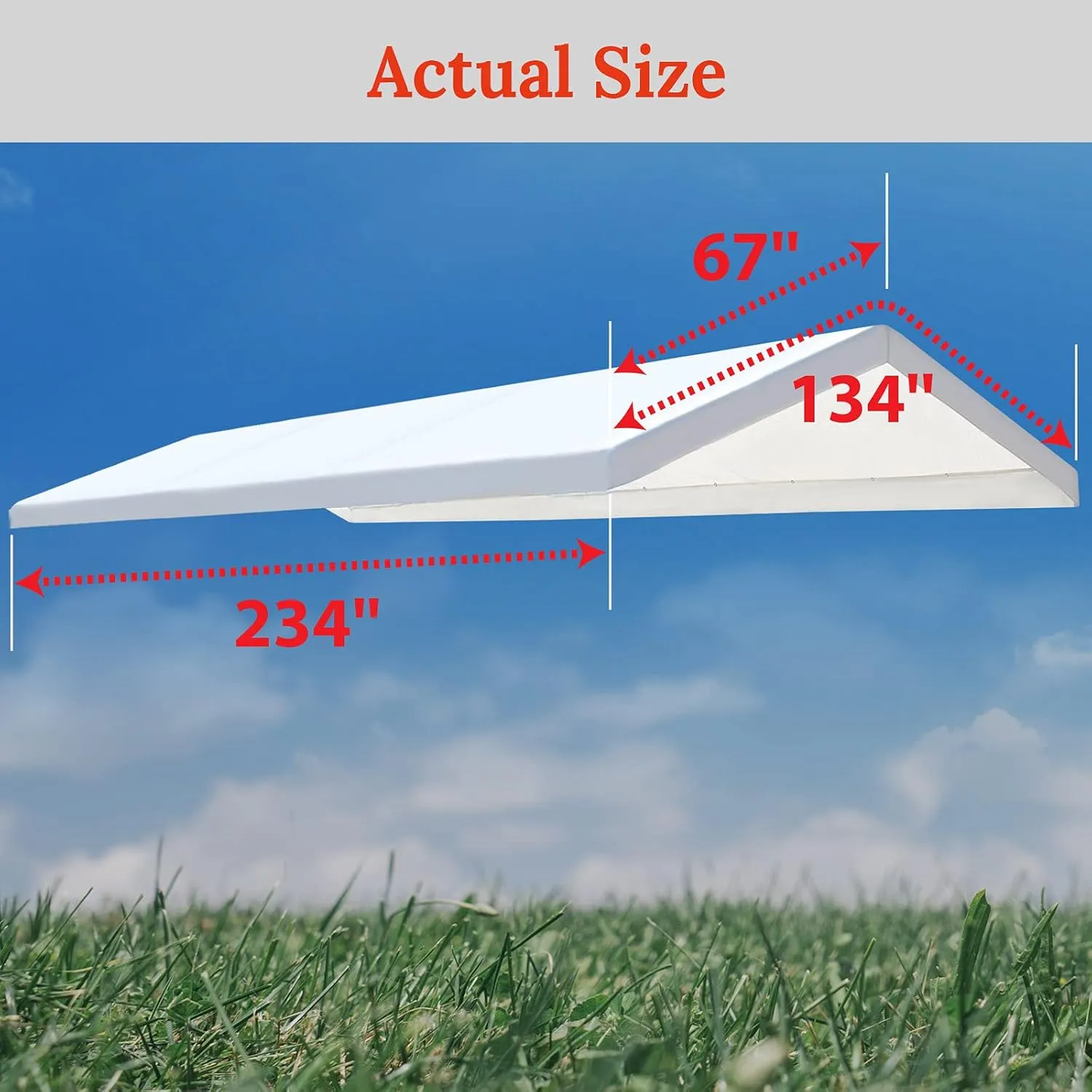 BenefitUSA Upgraded Muliti Color Canopy ONLY 10'x20' Carport Replacement Canopy Outdoor Tent Garage Top Tarp Shelter Cover with Ball Bungees (White)