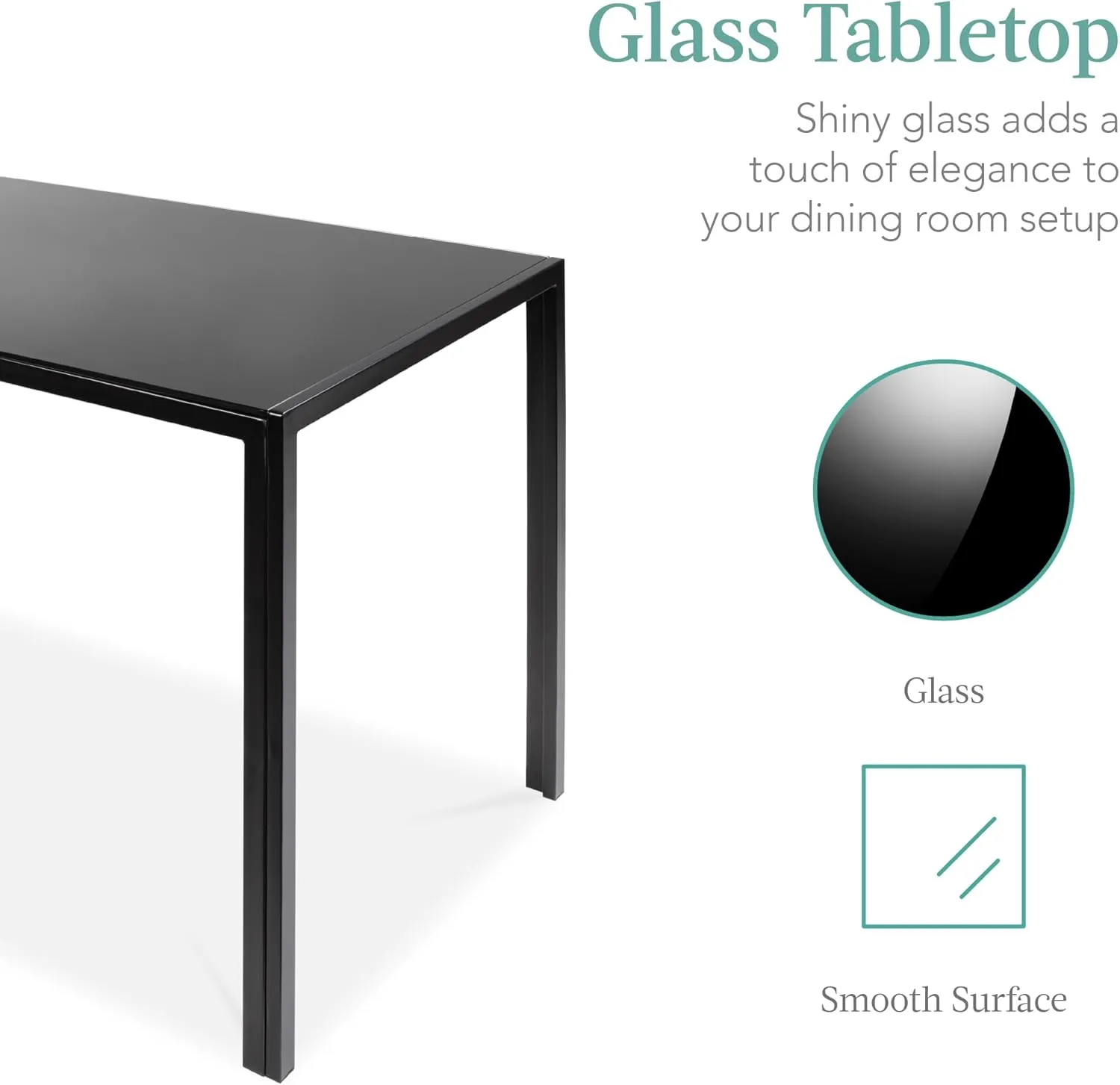 Best Choice Products 5-Piece Glass Dining Set, Modern Kitchen Table Furniture for Dining Room, Dinette, Compact Space-Saving w/Glass Tabletop, 4 Upholstered PU Chairs, Metal Steel Frame - Black