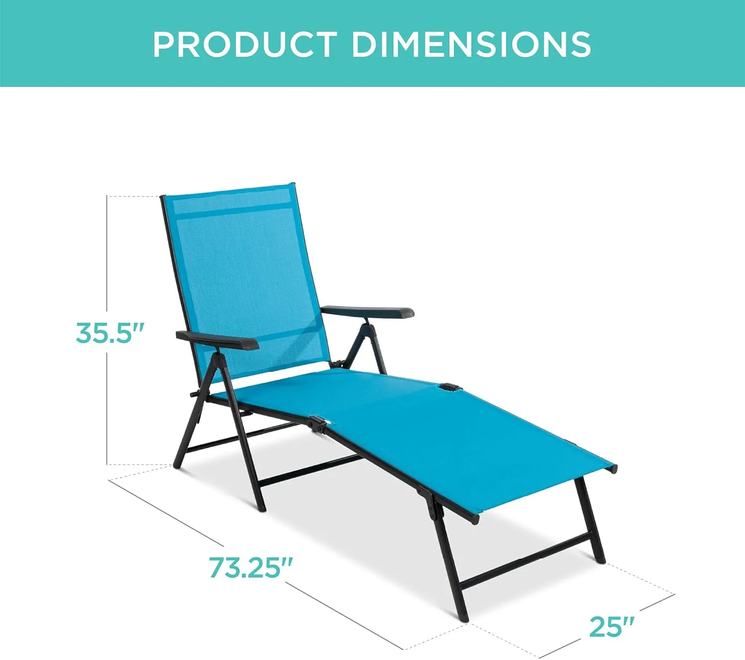 Best Choice Products Set of 2 Outdoor Patio Chaise Lounge Chair Adjustable Reclining Folding Pool Lounger for Poolside, Deck, Backyard w/Steel Frame, 250lb Weight Capacity - Sky Blue