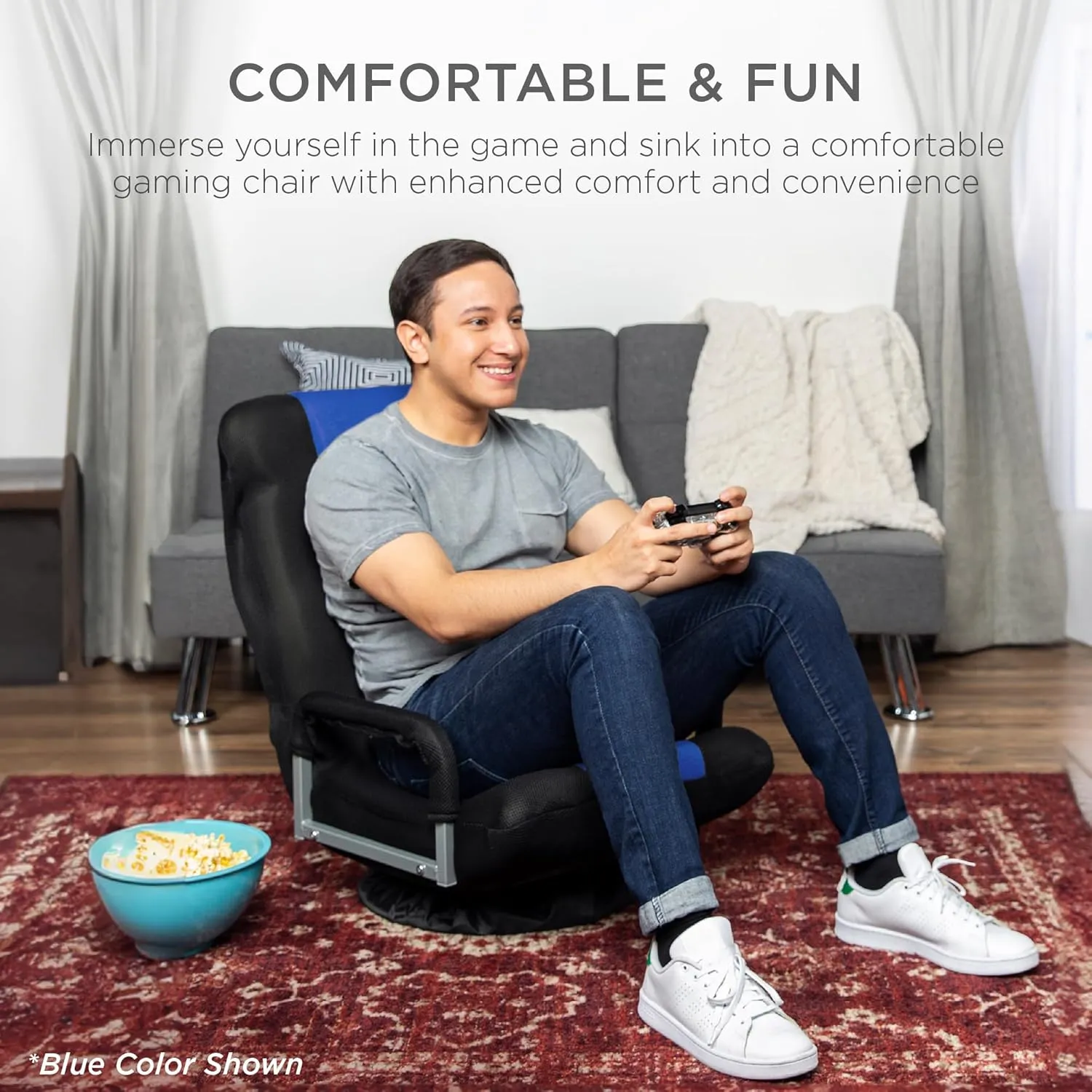 Best Choice Products Swivel Gaming Chair 360 Degree Multipurpose Floor Chair Rocker for TV, Reading, Playing Video Games w/Lumbar Support, Armrest Handles, Adjustable Backrest - Black/Purple