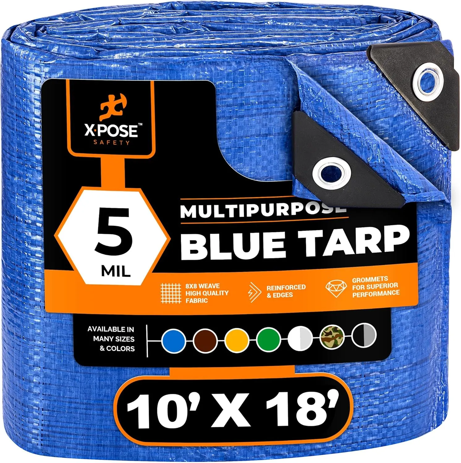 Better Blue Poly Tarp 10' x 18' - Multipurpose Protective Cover - Lightweight, Durable, Waterproof, Weather Proof - 5 Mil Thick Polyethylene - by Xpose Safety