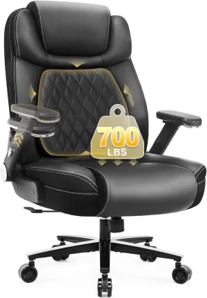 Big and Tall Office Chair, 700lbs Capacity Wide Office Chair for Heavy People, Ergonomic High Back Office Chair with Upgraded Quiet Rubber Wheel, 5D Flip Arms