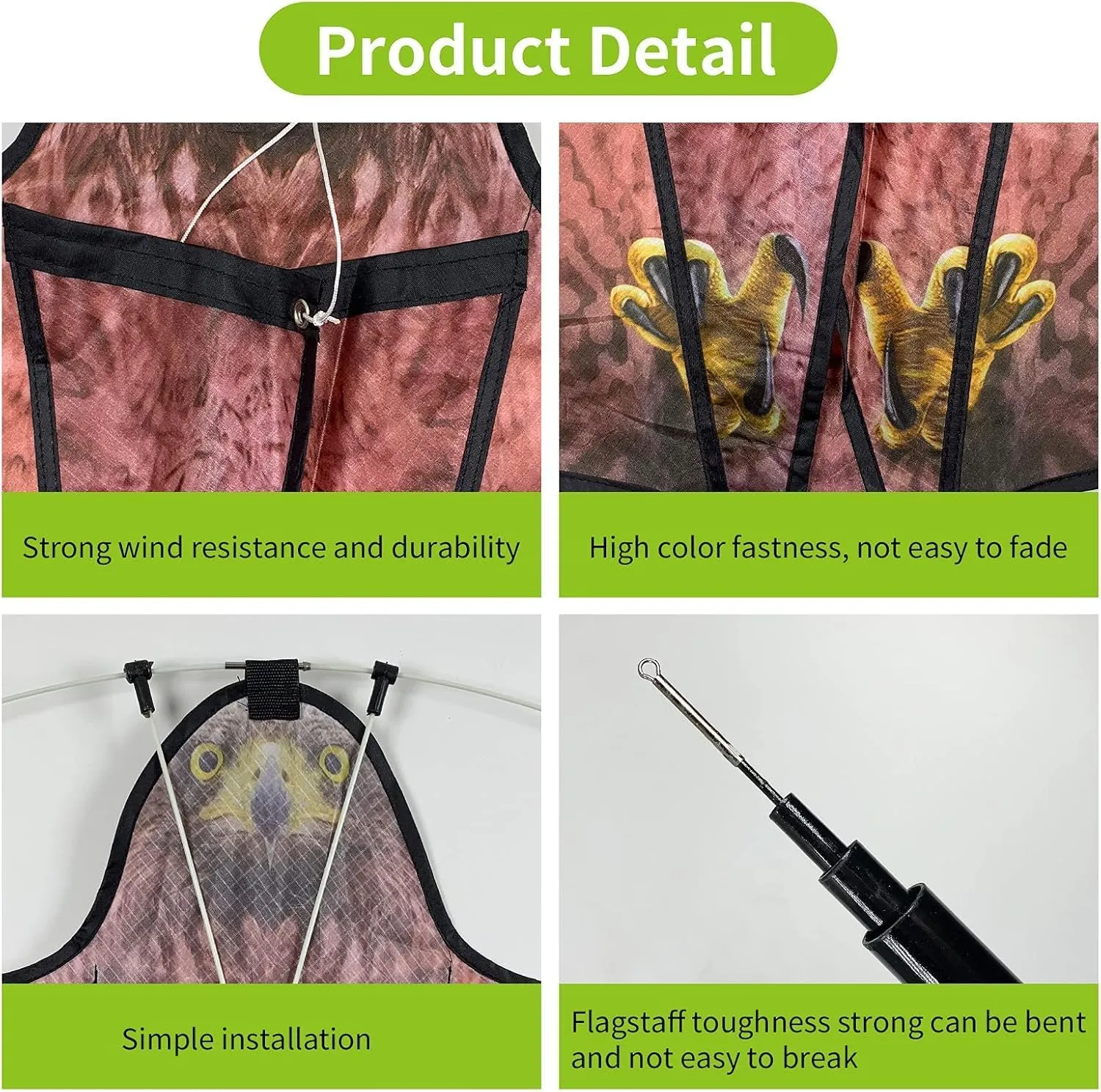 Birds Scaring Hawk Flying Kite with Pole Professional Pigeon Scarer