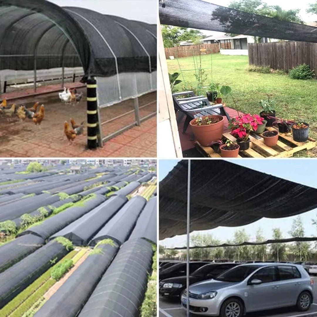 Black Shade Cloth,90% Durable Mesh Tarp with Grommets, Resistant Garden Sun Shade Netting, Shading Antifreezing for Pergola Greenhouse Plants Growing Chicken Coop Shade Cover