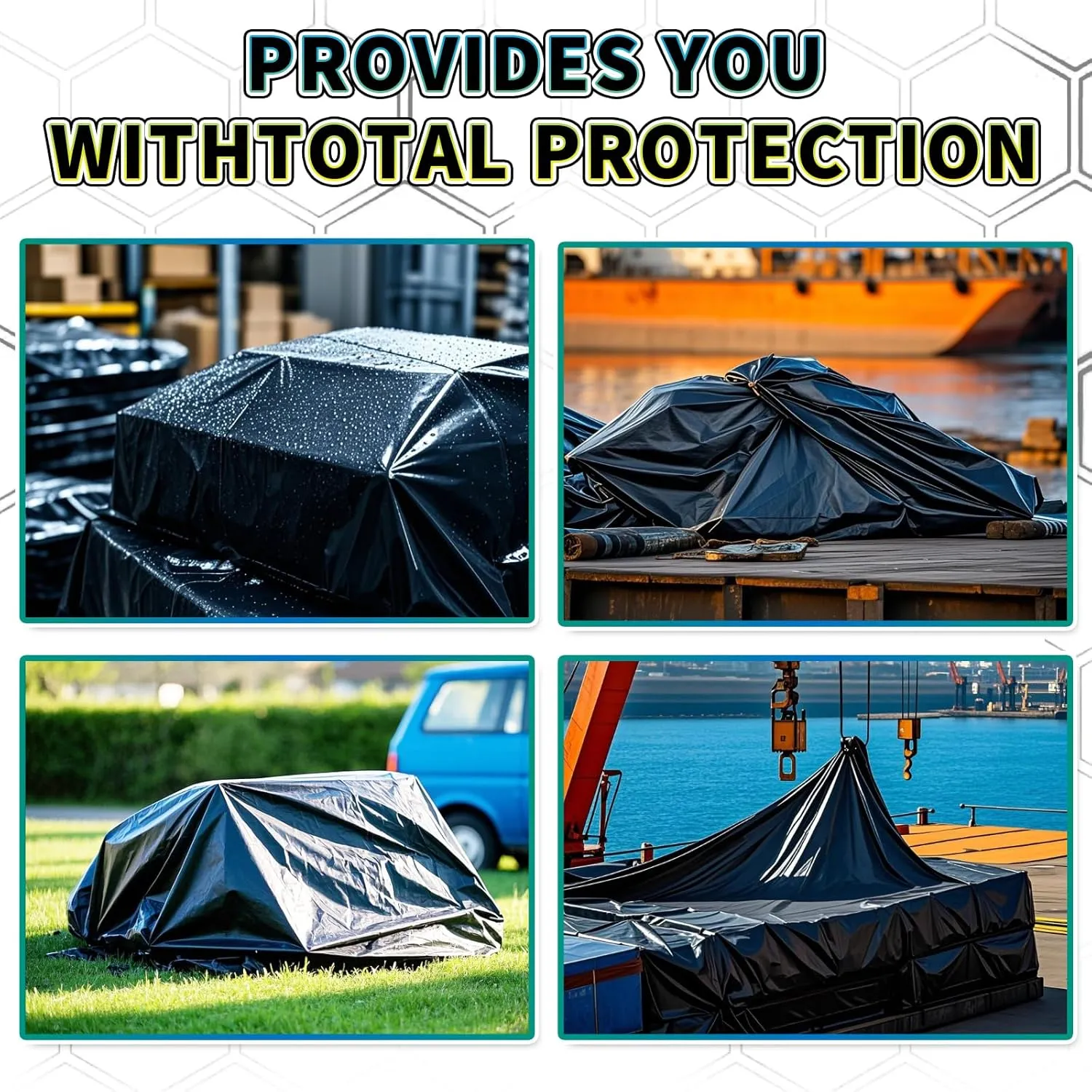 Black Tarp 12x16 Feet, 10 Mil Thick Waterproof Poly Tarps Cover UV Resistant, Rip & Tear Proof with Metal Grommets Every 20 Inches