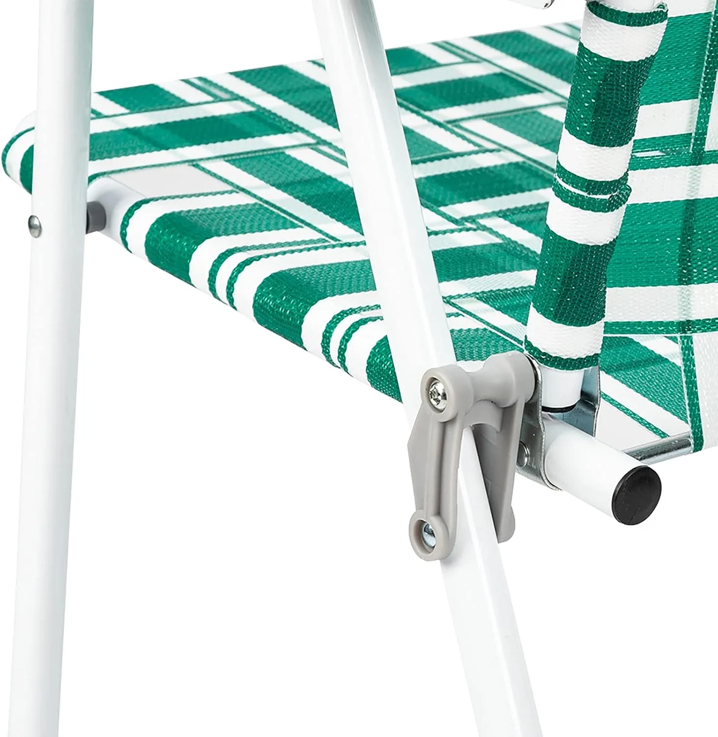 Bonnlo Foldable Patio Chair Set of 2, Heavy-Duty Steel Frame Supports 265 lbs/120 kg, Ultra-Lightweight Portable for Travel Poolside Camping Beach (Green and White Crisscross Weave)