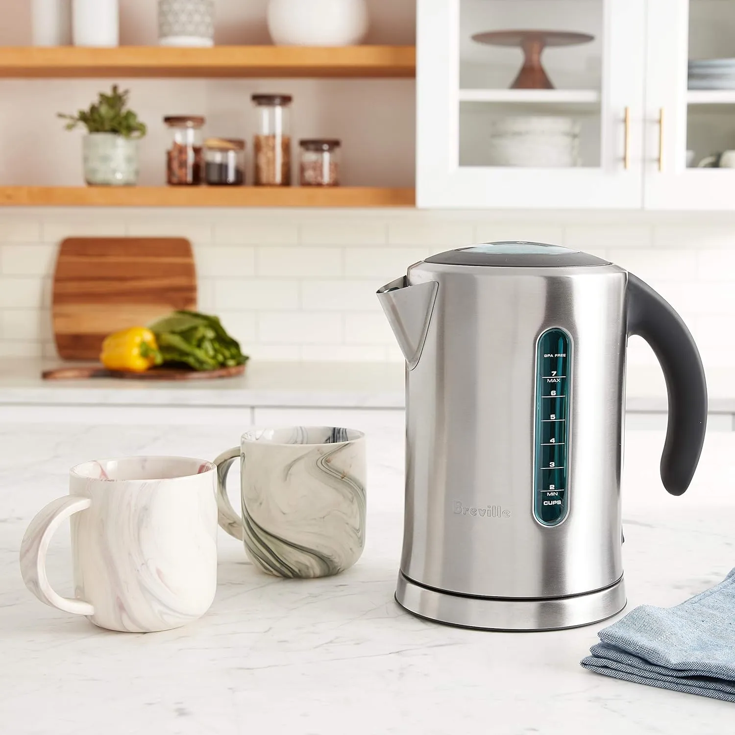 Breville BKE700BSS Soft Top Pure Hot Water Kettle, 7 Cup, Brushed Stainless Steel
