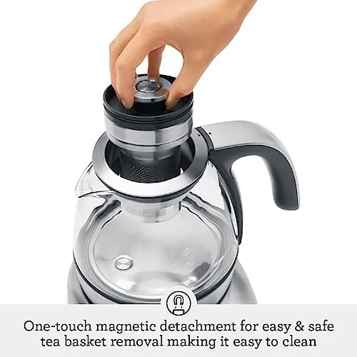 Breville BTM500CLR Tea Maker Compact Infuser and Water Kettle, 34 oz, Brushed Stainless Steel and Glass