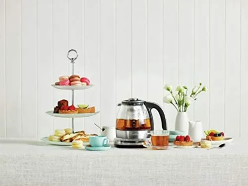 Breville BTM500CLR Tea Maker Compact Infuser and Water Kettle, 34 oz, Brushed Stainless Steel and Glass