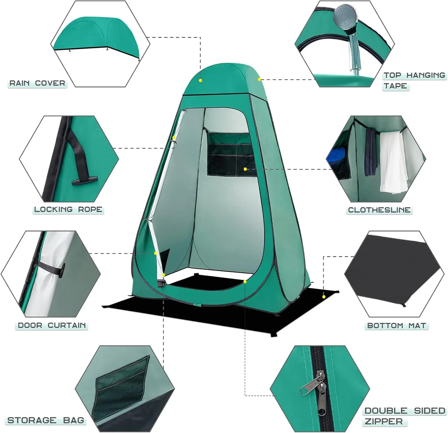 BRIAN & DANY Pop Up Shower Tent, Portable Privacy Camping Changing Tent, Camp Toilet Bathroom Pod with Rain Shelter & Windows, UPF 50  & Waterproof, 47.2" x 47.2" x 74.8"