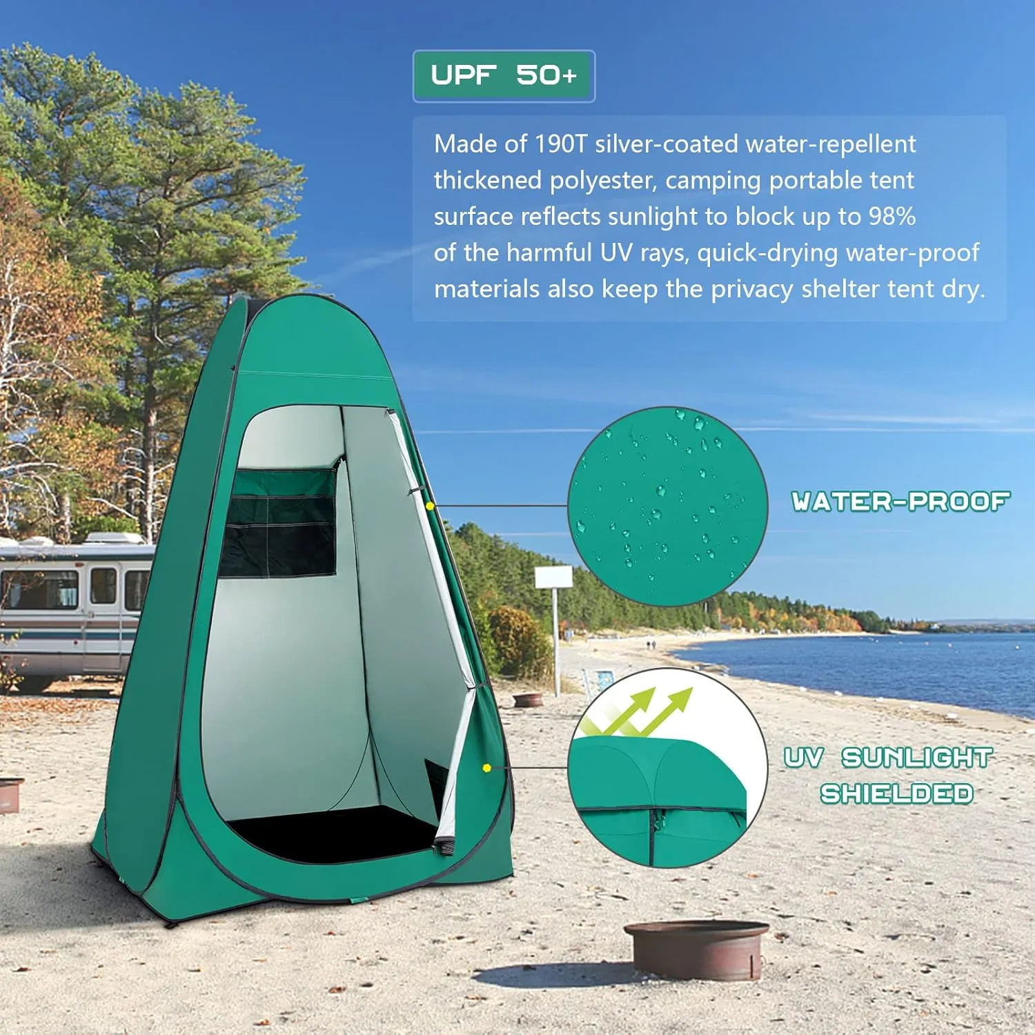 BRIAN & DANY Pop Up Shower Tent, Portable Privacy Camping Changing Tent, Camp Toilet Bathroom Pod with Rain Shelter & Windows, UPF 50  & Waterproof, 47.2" x 47.2" x 74.8"
