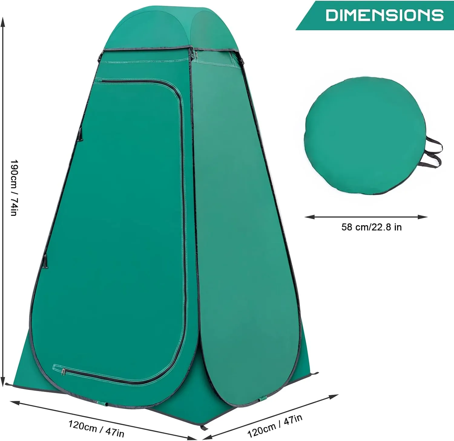 BRIAN & DANY Pop Up Shower Tent, Portable Privacy Camping Changing Tent, Camp Toilet Bathroom Pod with Rain Shelter & Windows, UPF 50  & Waterproof, 47.2" x 47.2" x 74.8"