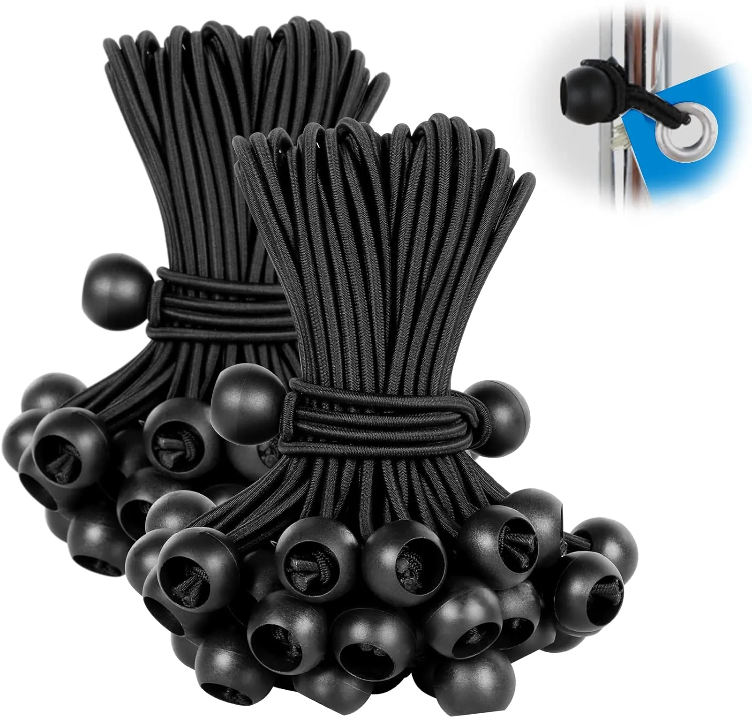 Bungee Balls 12 inch,100 pcs Tarp Bungee with Balls for Canopy, Camping Tarp, Shelter,Cargo,Tent Poles UV Resistant