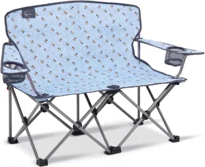Busy Bee Kids Camping Chair, 30.3" Wide Loveseat, Perfect Child Couch for Home Movie Nights, Patios, or Picnics, Adjustable Arms, Cup Holders and Anti-Collapse Lock, Supports up to 300 Lbs.