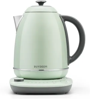 BUYDEEM K740 Electric Kettle with Temperature Control, 12H Keep Warm, Quick Boil, Stainless Steel Hot Water Boiler for Tea Coffee Milk, 1.7L, Cozy Greenish