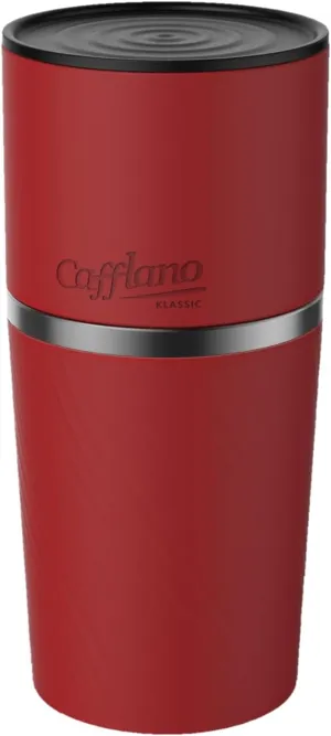 Cafflano Klassic : All-in-1, Drip Kettle Grinder Permanent Stainless Filter Dripper Double-wall Tumbler, Pourover, Coffee Maker for Camping & Travel