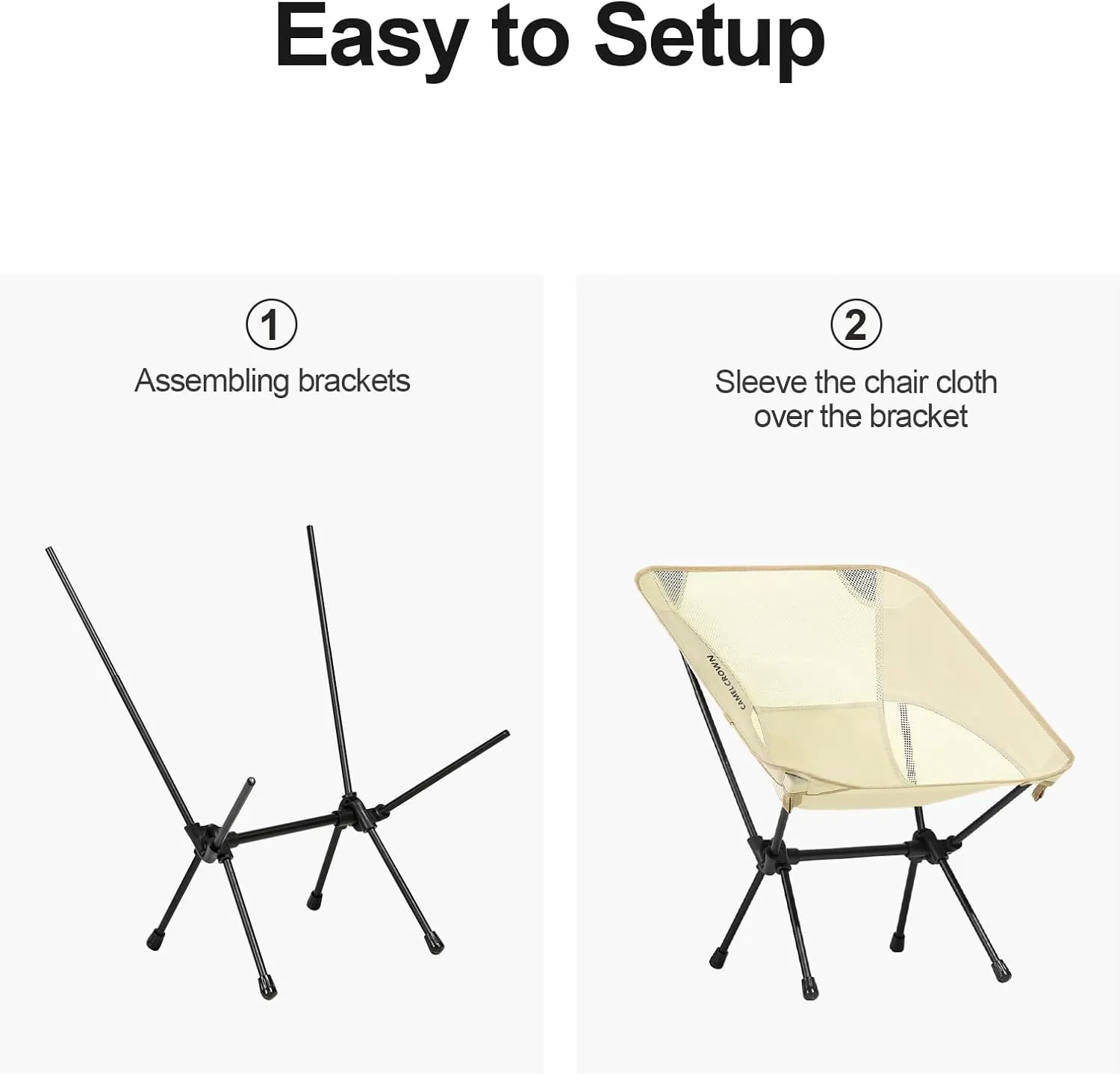CAMEL CROWN Portable Camping Chair Lightweight Compact Folding Chair Mesh for Outdoor Camp Travel Beach Picnic Festival Hiking Backpacking White